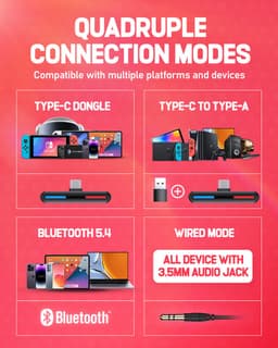 Kofire × CINPUSEN CG-01 - Draadloze Gaming Headset - Over ear koptelefoon - Met microfoon - PC/PS4/PS5/Nintendo Switch - Blauw rood — thumbnail 2