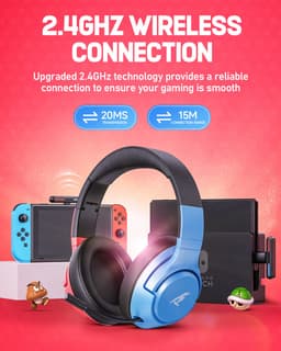 Kofire × CINPUSEN CG-01 - Draadloze Gaming Headset - Over ear koptelefoon - Met microfoon - PC/PS4/PS5/Nintendo Switch - Blauw rood — thumbnail 5