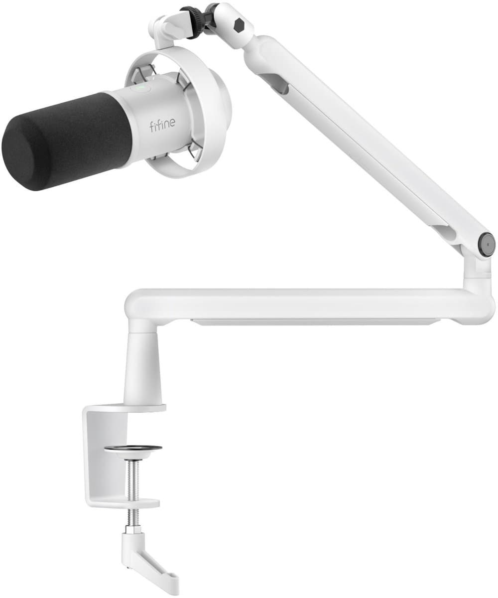 FIFINE - T688W - USB / XLR - Dynamische Microfoon - Met Boom Arm - Streaming - Podcasting - Gaming - Geschikt voor PS4 / PS5 / PC - Wit — afbeelding 1