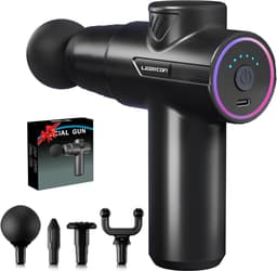 Draagbaar Mini Massagepistool voor Diep Weefsel Spiermassage met 6 Intensiteiten en 4 Hoofden — thumbnail 1