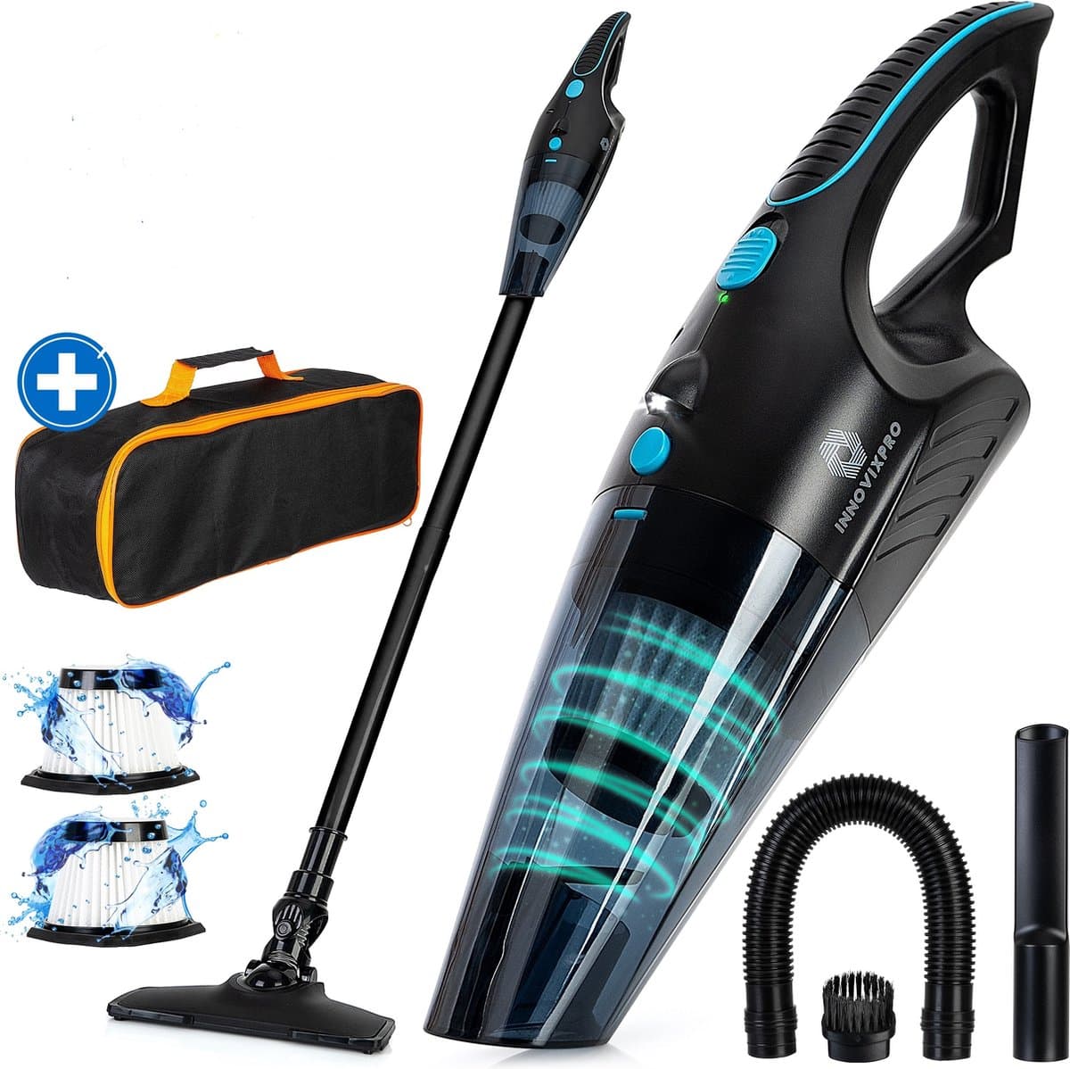 Innovixpro® Steelstofzuiger – Nat&Droog – Steelstofzuiger draadloos – 17000Pa –Steelstofzuigers – ExtremeZuigkracht – Jouw ultieme schoonmaakpartner – Steelstofzuiger Zonder zak op accu – InclusiefReistas – Kruimeldief Met steel — afbeelding 1