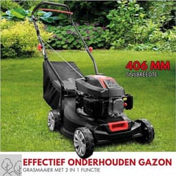 Luxe Grasmaaier – Benzine – Zelfrijdend – Grastrimmer – 406MM Snijbreedte – Instelbare Hoogte – 40L Capaciteit – Zwart — thumbnail 3