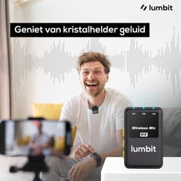 Lumbit® Pulse Pro - Draadloze Microfoon - Lavalier Microfoon - Dasspeld Microfoon met Oplaadcase - Microphone - Podcast - USB-C/Lightning/Aux - 48kHz - 120M Bereik - Plug & play - 2 Stuks - Incl. Windkapjes — thumbnail 2