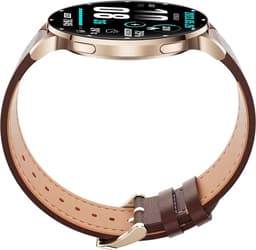 WizBay Premium Select® Ultra Thin Smartwatch 1.75inch AMOLED - Bellen - AI Voice Assist - Hart Monitor - O2 Bloeddrukmeter - Multi Sport Modi - Slaap - Message - Smartwatches - Gouden Case Lederen Band Bruin - 2 Extra Banden - RVS Goud en TPU Rosé — thumbnail 4