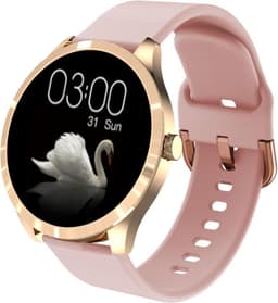 Belesy® BQSiRgPk 2022 - Smartwatch Dames – Smartwatch Heren - Horloge - 1.28 inch - Kleurenscherm - Stappenteller - Bloeddruk - Hartslag - 75+ Wijzerplaten – Sporten – Goud – Siliconen - Roze - Moederdag — thumbnail 2