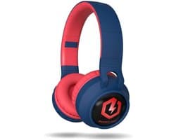PowerLocus Buddy Draadloze On-Ear Koptelefoon voor Kinderen, LED lampjes, 85db Limiet, met Microfoon, Micro SD poort - Blauw/Rood