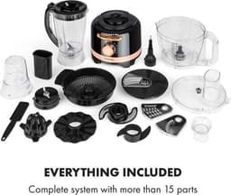 Klarstein Luca Multifunctionele Blender, Keukenmixer, Hakmolen, Rasp, Sapcentrifuge, Foodprocessor, 1000 Watt, Traploos Variabele Snelheid, 6 Standen, BPA-vrij, 3 Liter, 3L Maatbeker, Spatel, Zwart — thumbnail 3