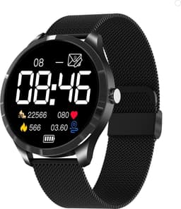 Belesy® Q9 Pro - Smartwatch Dames – Smartwatch Heren - Horloge - 1.28 inch - Kleurenscherm - Stappenteller - Bloeddruk - Hartslag - 75+ Wijzerplaten – Sporten – Staal - Zwart - Kerstcadeau — thumbnail 2