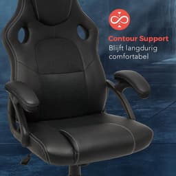 LifeGoods Gaming Stoel - Gamestoel - Verstelbaar in Hoogte - Comfortabele Gaming Chair - Kunstleer - Zwart — thumbnail 3
