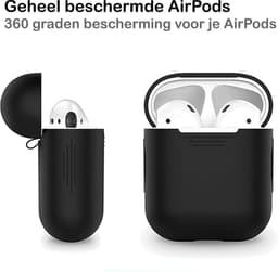 Hoesje - Geschikt voor Apple Airpods 2 - Siliconen Hoes met Clip - Silicone Case Cover - Zwart — thumbnail 5