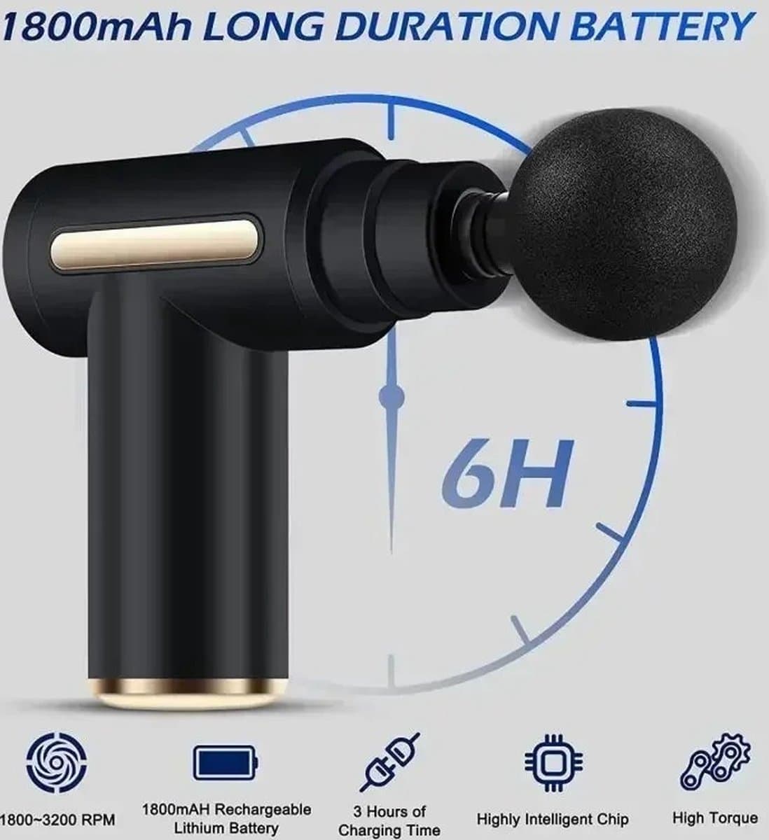 Luxe Massage gun met diverse hulpstukken voor de stramme spieren — afbeelding 1