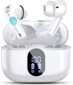 PrimeSound Sky Pro Draadloze Oordopjes - Active Noise Cancelling - LED Display - Bluetooth 5.3 - Wit — thumbnail 1