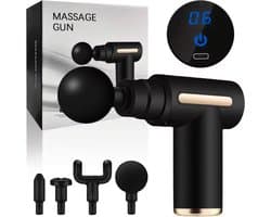 Massage Gun - Professioneel - Inclusief 4 Opzetstukken - Zwart - Massage Apparaat - Massage-gun - Massagegun