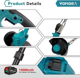Grasmaaier - Grastrimmer - Inclusief 2 Accu´s & Oplader - Ontkruid - Maaier - Kantelmaaier - Groen — thumbnail 4