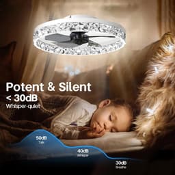 MiShar Luxe Plafond Ventilator Lamp - 51 CM - Smart Lamp - Diamand rand - Sierrand - 6 Standen - Dimbaar - Kroonluchter Ventilator - Chandelier Fan - Woonkamer Lamp - Ventilator Lampen - Slaapkamer lamp - Eetkamerlamp - Zwart — thumbnail 2