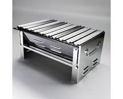 Opvouwbare BBQ - Draagbare opvouwbare grill met rooster - Portable Vouw Barbecue met Tas - Festival BBQ - Camping - Zomer - Park - Rechthoekig - 40 x 27 x 20 cm - Chroom