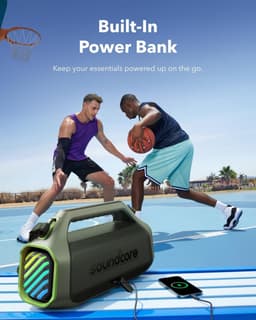 NEW soundcore Anker Boom 2 Plus Buitenluidspreker - Bluetooth - 140W - 2+2 kanalen - BassUp 2.0 - 20 uur - Snel opladen - IPX7 - Waterdicht - RGB-verlichting - USB-C - Powerbank - Voor kamperen - Strand - Tuin - Groen — thumbnail 4