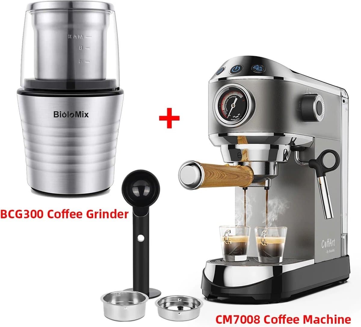 Eszenzics™ Espressomachine - Professionele kwaliteit - 20 Bar - Semi-automatisch - Melkopschuimer - Incl. koffiemolen - Barista - Espresso, cappuccino, latte en mokka — afbeelding 1