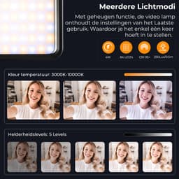 K&F Smartphone Oplaadbare Video LED Lamp - Videolamp - Selfie light — thumbnail 3