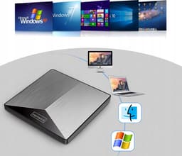 Zenwire Externe DVD Speler en Brander - Optical Drive - Optische Drive - Voor Laptop - USB 3.0 of USB C 3.1 - Plug & Play - Windows, MacOS & Linux - Hoes + Kabel - Externe CD speler- Aluminimum behuizing — thumbnail 4