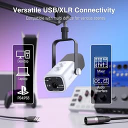 FIFINE - AM8T - Wit - USB / XLR Studio microfoon - PC-Gaming Met Flexibele Arm ( 66cm! ) - Geschikt voor PC/PS4/PS5 - RGB - Podcast - Gaming - Streaming — thumbnail 4