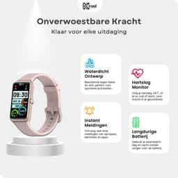 Kiraal Venture Active - AMOLED Activity Tracker - Stappenteller - Hartslagmeter - Bloeddrukmeter - Smartwatch - Waterdicht - Heren - Dames - Nederlandse Handleiding - Rose — thumbnail 5