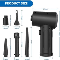 Air Duster Draadloos - 5 opzetstukken - Compressed air - stofreiniger - Air duster - Oplaadbaar 6000mAh - 51.000 RPM - Perslucht - Compressed Air - Zwart — thumbnail 2