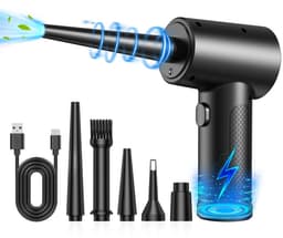 Air Duster Draadloos - 5 opzetstukken - Compressed air - stofreiniger - Air duster - Oplaadbaar 6000mAh - 51.000 RPM - Perslucht - Compressed Air - Zwart — thumbnail 1
