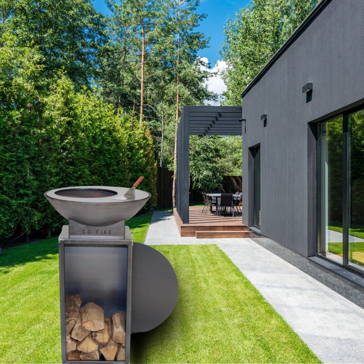 Actie Co-Fire Barbecue Vuurschaal - GrillRing-set 72 - compleet met houtopberger, zeker voor 20 gasten op te koken, ideaal voor thuisgebruik. — afbeelding 1