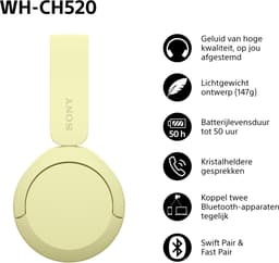 SONY WH-CH520 On-ear Draadloze hoofdtelefoon Geel — thumbnail 4