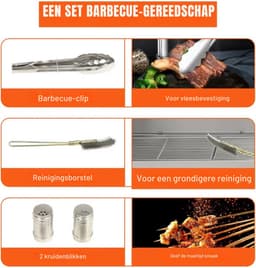 Rotisserie draaispit - RVS Rotisserie 60 kg - In Hoogte Verstelbaar - Oven - Motor - Elektrische Grill met Deksel & Accessoires — thumbnail 3