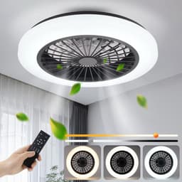 NETTLIFE Plafondventilator met Verlichting - zwart en wit - LED 40W - Dimdaar met Afstandsbediening - 6 standen - Timing - Stil - 3000-6500K - Moderne Woonkamerlamp - voor Slaapkamer | Eetkamer - 49CM — thumbnail 1