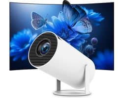 Draagbare Mini Beamer – 4K 1080p Full HD Projector met Android 11, WiFi 6, BT 5.0 – Compatibel met Netflix – 180° Rotatie & Automatische Keystone – Thuisbioscoop