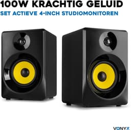 Studio Speakers Voor PC - Vonyx SMN40B - Active DJ Speakerset - 100W - 4 Inch - Zwart — thumbnail 3