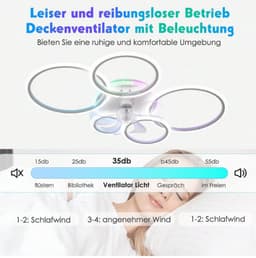 Equivera Plafonniere met Ventilator - Plafondventilator - Plafondventilator Afstandsbediening - Plafondventilator Slaapkamer - Plafond Ventilator met Verlichting - RGB 12 Kleuren - Plafondlamp - Plafonniere - Ideaal voor in uw slaapkamer! — thumbnail 3