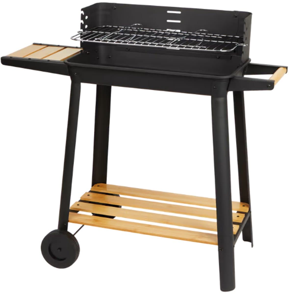 Houtskool Barbecue met Wielen Hout - BBQ Zwart — afbeelding 1