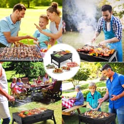 SMH LINE® Opvouwbaar Houtskool BBQ - Opvouwbare en Draagbare Barbecue - Incl. Vuurschaal en Grillrooster - 36x27x20cm (LxBxH) - Tafelbarbecue — thumbnail 2