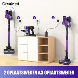 Grenintol Steelstofzuiger – Steelstofzuiger Draadloos – Draadloze Stofzuiger – 60000Pa /500W Touchscreen en Anti - Klit Borstel – Steelstofzuigers 2500 mAh Accu – 60 minuten – 1,2L Stofbak - Geschikt Voor Tapijt, Harde Vloeren en Dierenhaar – Paars — thumbnail 3