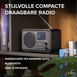 DAB radio met Bluetooth - Audizio Milan - DAB radio retro met accu en FM radio - Zwart — thumbnail 2