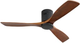 52 inch plafondventilator met laag profiel, DC 3, ventilatorblad van gesneden hout, geluidloze omkeerbare motor, afstandsbediening — thumbnail 1