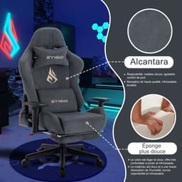 Gaming Stoel Met Voetsteun - Ergonomische Gamestoel - Gaming Chair - Verstelbare Functies - Verrijdbaar - Tot 200kg - Grijs — thumbnail 4