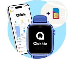 Qlokkie Kiddo Explore - GPS horloge kind - Smartwatch kinderen - GPS tracker kind met nauwkeurige locatiebepaling - GPS horloge kind met simkaart - Stel veilige zones in - SOS functie - Whatsapp - Blauw