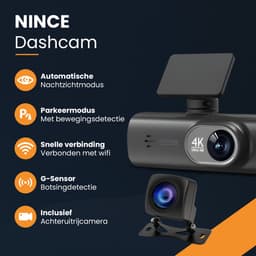 Nince Dashcam Voor Auto van Hoge Kwaliteit - Dashcam Full HD 1080P - Voor en Achter — thumbnail 2