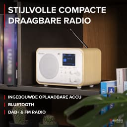 DAB radio met Bluetooth - Audizio Milan - DAB radio retro met accu en FM radio - Wit — thumbnail 4