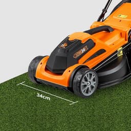 Accugrasmaaier - Elektrische Grasmaaiers - Gazontrimmer - Grastrimmer - met Mulchmaat 32L - Maaibreedte 34cm - Maaihoogte op 6 Niveaus - 2 x 4000 mAh Lithium-ion Accu - Oplader - 24V - Zwart&Oranje — thumbnail 5