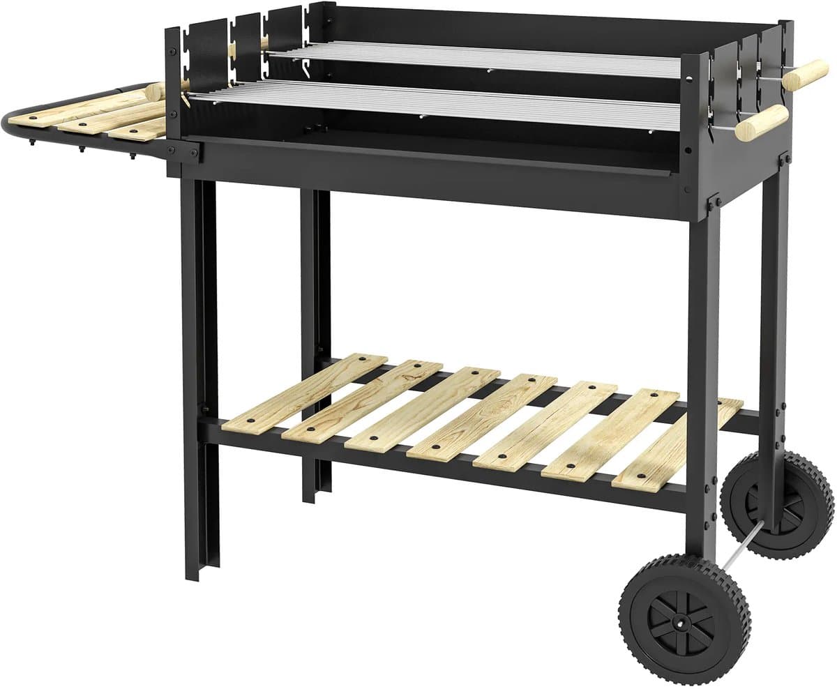 Premie Houtskool barbecue - 2 grillvlakken- Grilloppervlak 113 x 53,5 x 82,5 cm - BBQ voor buiten, tuin - Zwart — afbeelding 1