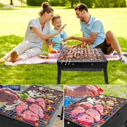 SMH LINE® Opvouwbaar Houtskool BBQ - Opvouwbare en Draagbare Barbecue - Incl. Vuurschaal en Grillrooster - 36x27x20cm (LxBxH) - Tafelbarbecue — thumbnail 3