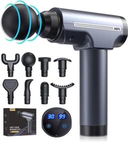 Massagepistool voor diepe weefselmassage - 30 snelheden, 8 massagekoppen, LCD-aanraakscherm — thumbnail 1