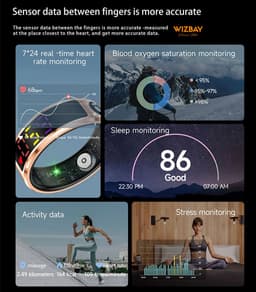 WizBay Premium Select® Smart Ring Color LED Rosé Goud - Maat 10 - Hartslag Slaap Zuurstof - Gesture - Multi Sport Modi — thumbnail 2