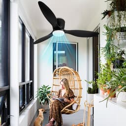 Plafondventilator met lamp 132cm Ventilator met LED verlichting Ventilatoren Met afstandsbediening Zomer- en winterstand - Zwart — thumbnail 5